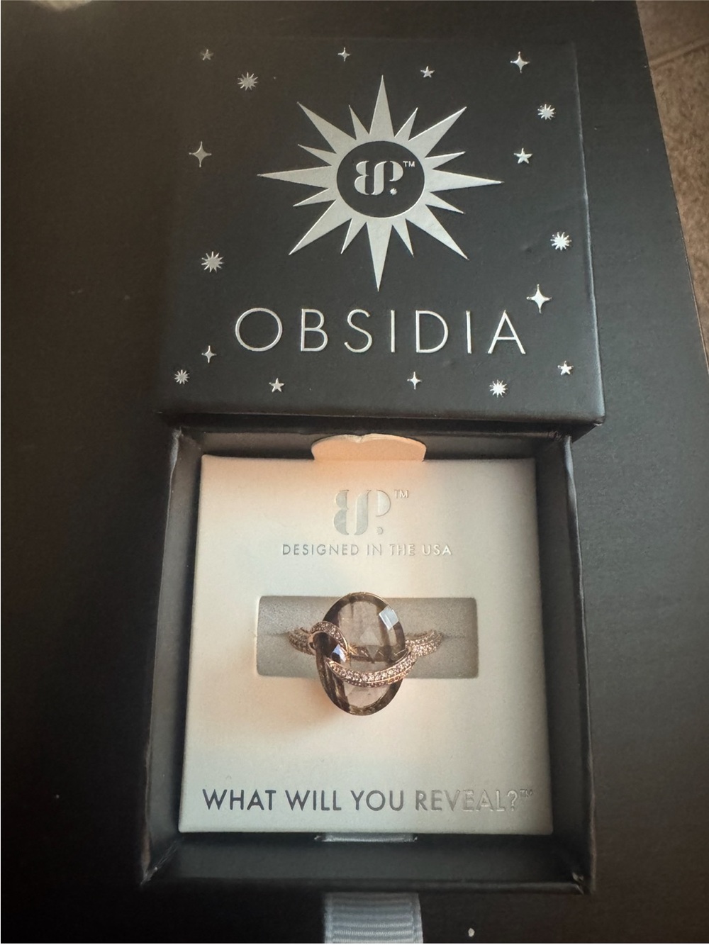 Obsidia Rose Gold Smoky Quartz Knot Statement Ring